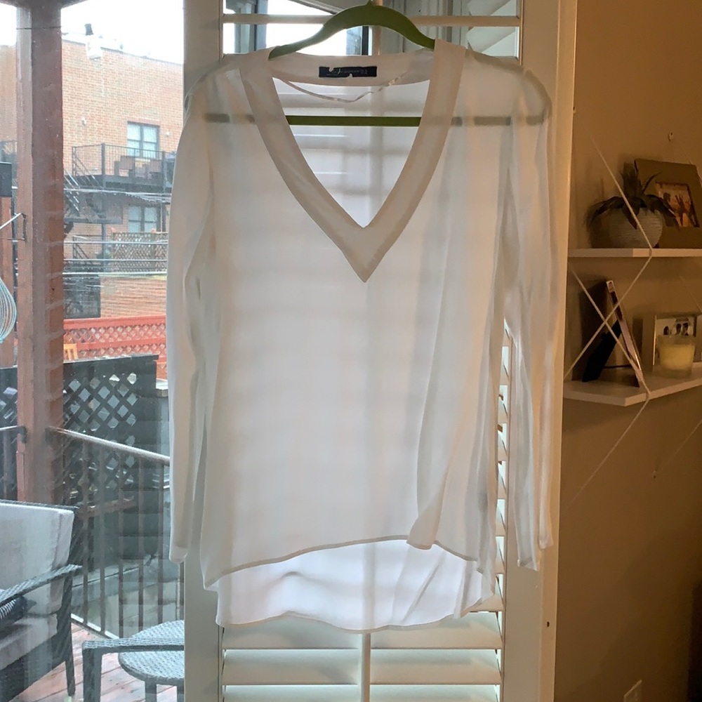 White V Neck Blouse
